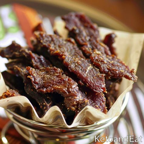 Carnivore Beef Jerky - KetoAndEat Korean Bbq Pork Jerky Recipe, Pork Loin Jerky Recipe, Salmon Jerky Recipe, Jerkey Recipes, Salmon Jerky, Curing Meat, Pork Jerky, Traeger Grill Recipes, Homemade Jerky