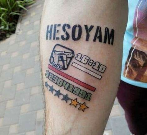 Hesoyam Tattoo, Gta 5 Tattoo, Cj Tattoo, Gta Tattoo, Tatoo Styles, V Tattoo, Totem Tattoo, Gamer Tattoos, Russian Tattoo