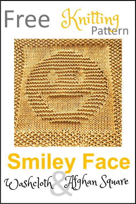 Free Smiley Face Dishcloth or Afghan Square Knitting Pattern Knitting Washcloths, Daisy And Storm, Free Smiley, Knitted Squares Pattern, Knitted Squares, Knitted Dishcloth Patterns Free, Knitted Washcloth Patterns, Dishcloth Patterns Free, Knitted Projects