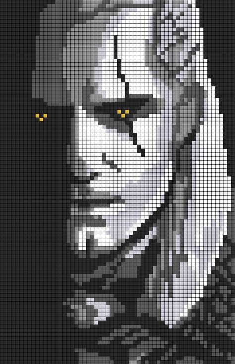 Alpha pattern #163246 | BraceletBook The Witcher Crochet, Witcher Pixel Art, Fractal Images, Tapestry Crochet Patterns, Wild Hunt, Crochet Tapestry, Pattern Ideas, Alpha Pattern, Tapestry Crochet