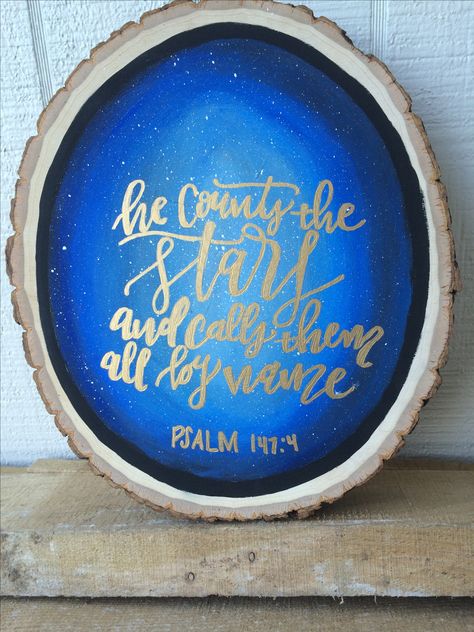 Bible Verse wood slice made by Okarys B. https://www.etsy.com/listing/506385640/bible-verse-wood-slice?ref=shop_home_feat_2 Wooden Slice Painting Quote, Dorm Crafts, Scripture Painting, Bible Verse Painting, Wood Plank Art, Plank Art, Sister Crafts, Wood Cookies, Pretty Crafts