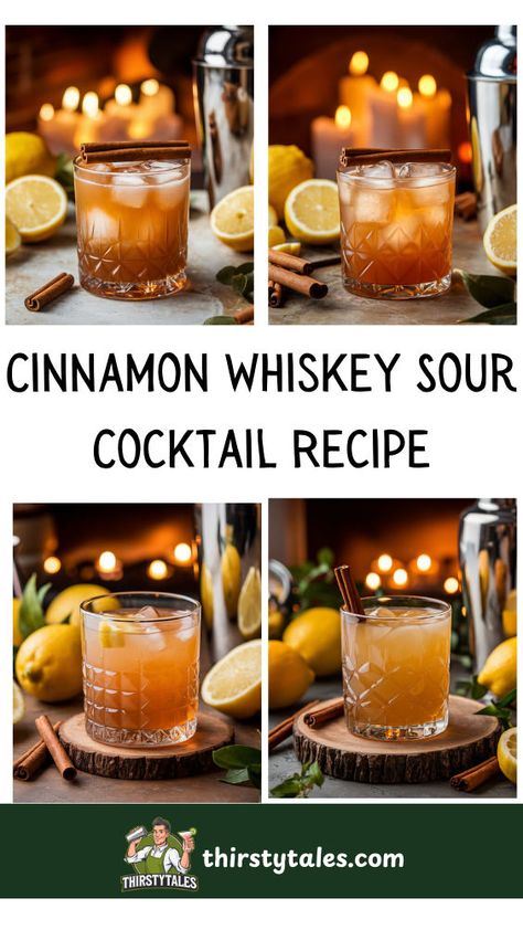 "Discover the perfect blend of flavors with our Cinnamon Whiskey Sour Cocktail Recipe! This delightful drink combines the warmth of cinnamon with the classic Whiskey Sour, making it an ideal choice for fall gatherings. Impress your guests with this easy-to-make Cinnamon Whiskey Sour, a must-try among Fall Whiskey Cocktails. Whether you're a fan of Cinnamon Whiskey or looking for a refreshing Whisky Sour, this recipe is sure to become a favorite. Cheers to flavorful sips this season! " Cinnamon Whiskey Sour, Fall Whiskey Cocktails, Engagement Party Drink, Whisky Sour Recipe, Whiskey Sour Cocktail, Whiskey Sour Recipe, Unique Cocktail Recipes, Cinnamon Whiskey, Apple Cocktail