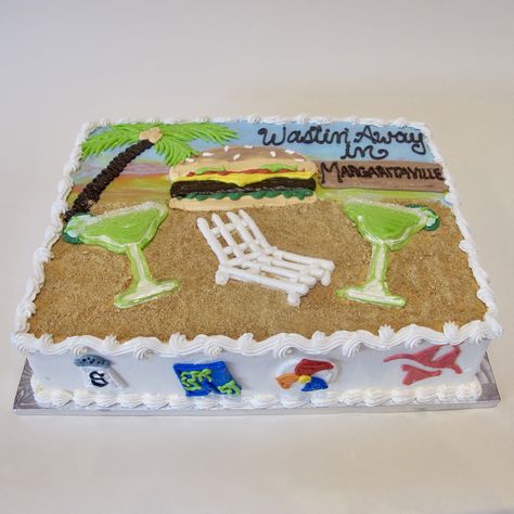 Wastin' Away in Margaritaville Margaritaville Cake Ideas, Margaritaville Cake, Jimmy Buffett Party, Margaritaville Party, Food Desert, Wine Cake, Tropical Birthday Party, 50th Bday, Adult Birthday Cakes