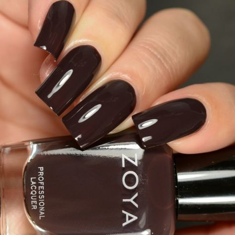 Dark Brown Nails Short, Brown Nails Short, Dark Brown Nails, Zoya Nail Polish Colors, Short Gel Nails, Zoya Nail, Zoya Nail Polish, Glitter Gel Nails, Manicure Ideas