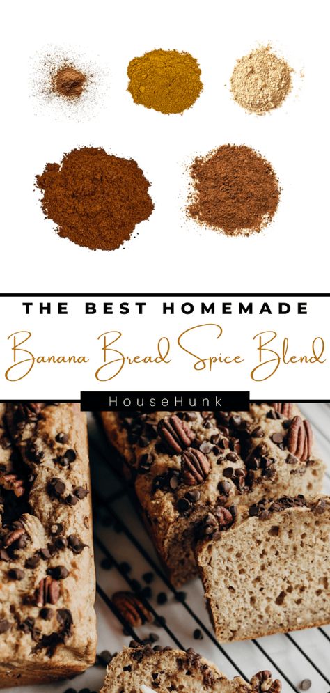 Elevate your banana bread with homemade spice blend. This aromatic combination of cinnamon, nutmeg, ginger, allspice, and cloves adds warmth and depth to your favorite recipe. Take your baking to new heights with this delightful blend of flavors! Spiced Banana Bread Recipe, Spice Blends Recipes, Homemade Banana Bread, Homemade Spice Blends, Drink Inspiration, Best Banana Bread, Homemade Spices, Recipe Board, Recipe Boards