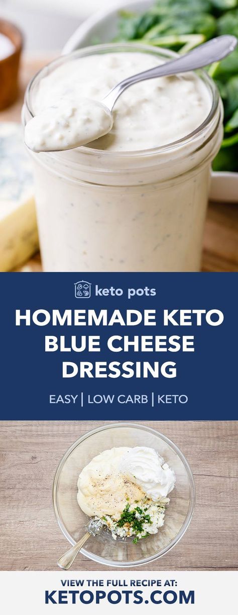 Keto Blue Cheese Dressing, Keto Blue Cheese, Homemade Dressing Recipe, Low Carb Dressing, Blue Cheese Dressing Recipe, Keto Salad Dressing, Blue Cheese Recipes, Keto Sauces, Blue Cheese Sauce