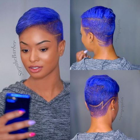 💙💙💙.. @jasmonique_jorian_ .. drop a couple 💙’s in the comments if you love this cut and color by @stepthebarber.. LUXURY LIFESTYLE!!! Short Hair Styles African American, Shaved Hair Designs, Tapered Natural Hair, Natural Hair Cuts, Tapered Hair, Natural Hair Short Cuts, Haircut Designs, Sassy Hair, Short Natural Hair Styles