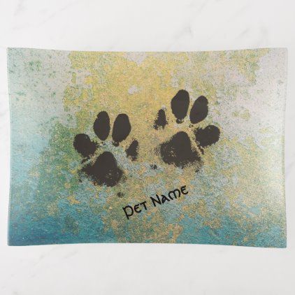 Paw Prints on Painted Concrete Personalized Trinket Trays Dog Lick Canvas Art, Dog Paw Print Painting, Paw Painting Dog Art, Paw Print Canvas, Paw Print Painting, Dog Paw Art, Dog Paw Print Art, Paw Print Crafts, Paw Print Art