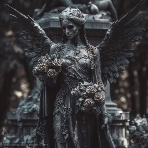 Gothic Asthetics Photos, Angiecore Aesthetic, Gothic Fantasy Aesthetic, Overgrown Cemetery, Dark Aethstetic, Gothic Cemetery, Gothic Fairytale, Aesthetic Statue, Goth Gifts