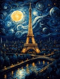 Anne-Laure Goupil's Likes Eiffel Tower Painting, Paris Tower, Easy Landscape Paintings, Eiffel Tower At Night, Paris Painting, Paris Wallpaper, Arte Van Gogh, Beautiful Oil Paintings, Moon Painting