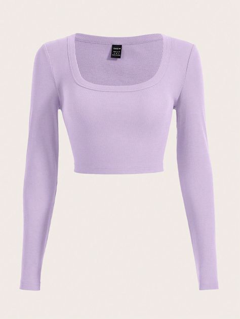 Purple Long Sleeve Crop Top, Lavender Long Sleeve Shirt, Cute Purple Crop Tops, Long Sleeve Purple Top, Light Purple Tops, Purple Shirts Women, Purple Shirt Outfit Women, Light Purple Clothes, Purple T Shirt Outfit