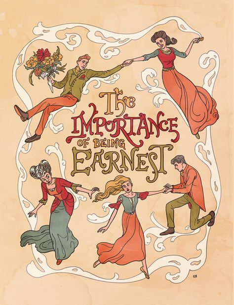 the importance of being earnest poster Illustration Career, Cottagecore Books, The Importance Of Being Earnest, Importance Of Being Earnest, Literature Posters, The Happy Prince, Play Poster, Seasons Posters, English Projects