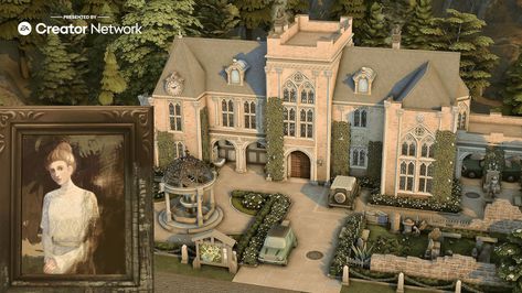 Sims Manor House, Von Haunt Estate Sims 4, Sims 4 French Chateau, Sims 4 Estate Build, Old Money Sims House, Sims 4 Glimmerbrook Houses, Sims 4 English Manor, Glimmerbrook Sims 4, Sims 4 Manor House