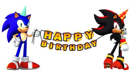 Sonic The Hedgehog Happy Birthday, Shadow The Hedgehog Happy Birthday, Happy Birthday Sonic Images, Shadow The Hedgehog Birthday Party, Sonic Happy Birthday, Sonic Banner, Shadow Birthday, Sonic Happy, Birthday Banner Cake Topper