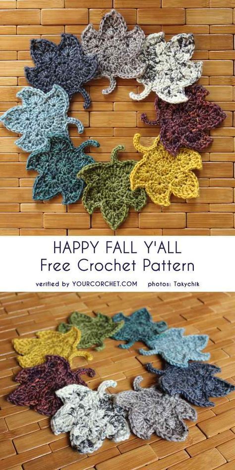 Crochet Pour Halloween, Crochet Leaf, Awesome Crafts, Fall Crochet Patterns, Crochet Leaves, All Free Crochet, Crochet Fall, Holiday Crochet, Crochet Motifs