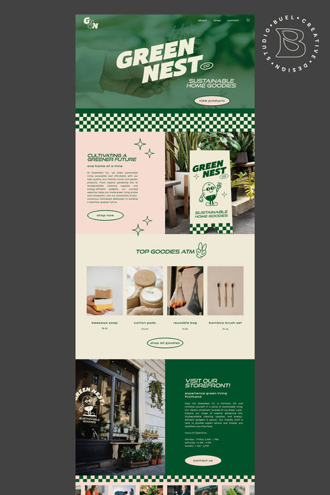 Screenshot of website design for a sustainable homegoods company My Website Design, Cool Newsletter Design Ideas, Branding And Web Design, Product Guide Design, Fun Ecommerce Website Design, Hipster Website Design, Pastel Website Design Inspiration, Coffee Email Design, Branding Design Website