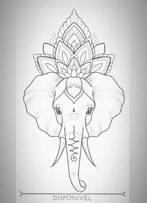 Girly Elephant Tattoo, Elephant Tattoos Stencil, Elephant Tattoo Stencil, Indian Elephant Drawing, Indian Elephant Tattoo, Simple Elephant Tattoo, Arte Ganesha, Mandala Elephant Tattoo, Elephant Stencil