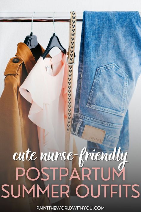 Choosing comfortable and stylish outfits for summer postpartum recovery can be difficult. I’m here to help you add some variety to your postpartum wardrobe that will help boost your confidence and feel comfortable. Here are some postpartum outfit ideas to help create your postpartum capsule wardrobe for summer | nursing friendly outfits summer casual | nursing outfits breastfeeding summer | nursing summer outfits | nursing friendly outfits summer easy | nursing friendly outfits summer stylish Cute Postpartum Outfits Summer, Cool Mom Outfits Summer Casual, Postpartum Nursing Outfits, Postpartum Style Summer, Flattering Post Partum Outfits, Postpartum Work Outfits, Breastfeeding Outfit Ideas, Breastfeeding Outfits Summer, Postpartum Fashion Summer