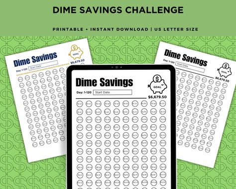 365-Day Dime Savings Challenge Bundle: Color and B&W Printables + Bonus Fillable PDF! by SDOTServicesDesigns on Etsy Savings Challenges, Computer Paper, Learning And Development, Parents As Teachers, Printed Sheets, Savings Challenge, Take Control, Black And White Design, Personal Finance