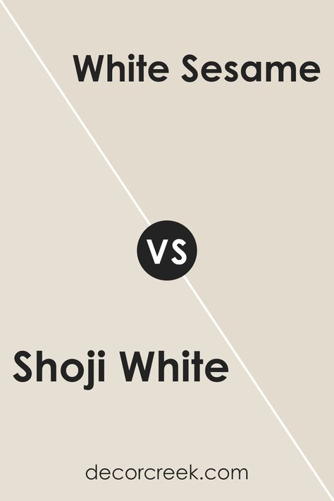 Shoji White SW 7042 by Sherwin Williams vs White Sesame SW 9586 by Sherwin Williams Shojo White Sherwin Williams, Sherwin Williams White Sesame Paint, Shoji White Sherwin Williams Interior, Sw White Sesame Paint, Sw White Sesame, Sherwin Williams White Sesame, White Sesame Sherwin Williams, Shoji White Sherwin Williams, Warm Beige Paint Colors