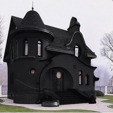 4,350 Likes, 48 Comments - Goth hell (@hell.goth) on Instagram: “Amazing 🖤🖤🖤 Follow @hell.goth . . . Via : @moon_addiction_ . . . #gothgoth #gothgirl #gothstyle…” Goth House Exterior, Gothic House Exterior, Modern Gothic Home, Gothic Homes, Goth House, Goth Houses, Gothic Mansion, Modern Goth, Black Houses