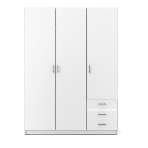 Brayden Studio Alyvia 3 Door Wardrobe | Wayfair.co.uk White Cupboards Bedroom, 3 Door Cupboard, Inside Wardrobe, Closet Furniture, Iphone Wallpaper Texture, 3 Door Wardrobe, Wallpaper Texture, White Wardrobe, Wardrobe Solutions