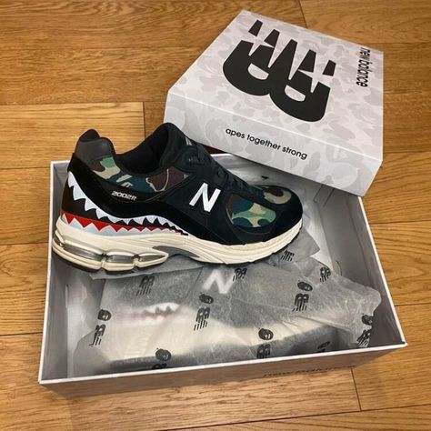 Bape X New Balance 2002r M2002rbf Size 9m Shoes Bape, Bape Shoes, Pretty Sneakers, New Balance 2002r, Trendy Shoes Sneakers, Pretty Shoes Sneakers, Kicks Shoes, Shoes Outfit Fashion, Street Fashion Men Streetwear