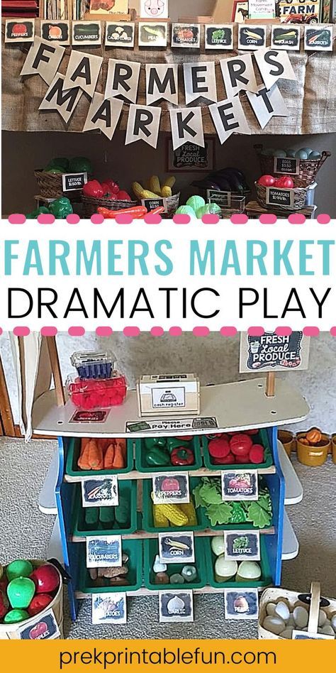 Dramatic Play Bins, Easy Dramatic Play Ideas, Farmers Market Dramatic Play, Dramatic Play Printables Free, Farm Dramatic Play, Market Dramatic Play, Dramatic Play Ideas, Farm Fresh Eggs Sign, Name Activities Preschool