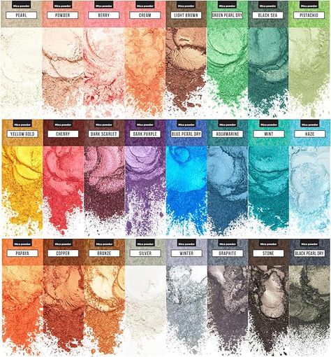 Amazon.com: Mica Powder for Epoxy Resin – Pigment Powder for Nails – Epoxy Resin Color Pigment – Soap Making Dye – Mica Pigment Powder 24 Colors Set Resin Pigment, Soap Colorants, Soap Shop, Pigment Coloring, Pigment Powder, Green Pearls, Resin Painting, Eye Shadows, Fluid Painting