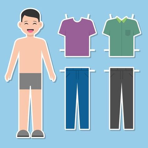 Paper Doll Man Template Vector Illustration Roblox Paper Doll, Paper Doll Boy, Person Template, Paper Doll Printable Templates, Paper Doll Dress, Paper Doll Template, Paper Dress, Paper Dolls Printable, Male Doll