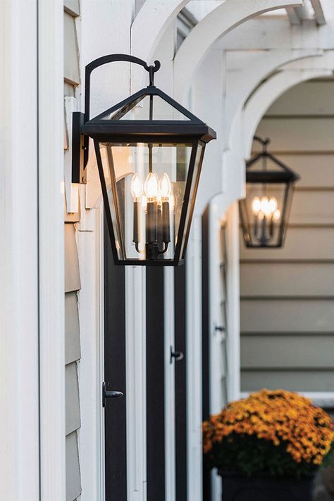 Outdoor Sconces Front Door, Outdoor Garage Lights, Garage Lights, Porch Light Fixtures, Front Door Lighting, Door Lights, Front Porch Lighting, Farmhouse Garage, House Lights