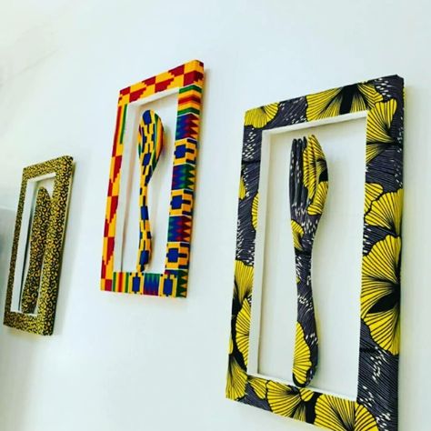 African Print Wall Art, Ankara Home Decor Ideas, Ankara Decor Interior Design, Diy African Decor Crafts, Ankara Wall Decor, Ankara Home Decor, Africa Decor, Ankara Accessories, African Art Projects