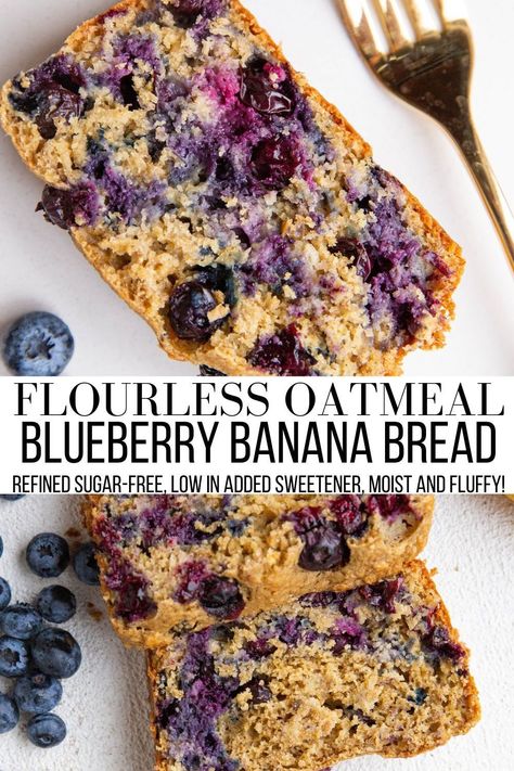 Banana Blueberry Bread Recipe, Healthy Blueberry Bread, Blueberry Oatmeal Bread, Postpartum Recipes, Oatmeal Blueberry, Banana Oat Bread, Oatmeal Banana Bread, Beach Recipes, Blueberry Bread Recipe