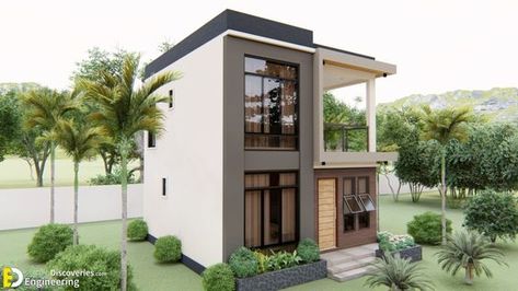 Small 2-Storey House Design 6.0m x 7.0m With 3 Bedrooms - Engineering Discoveries 2 Storey Small House Design Philippines, 2 Story House Design, Small House Design Philippines, Two Storey House Plans, Small House Exteriors, 3 Storey House Design, Small Modern House Plans, Two Story House Design, House With Balcony