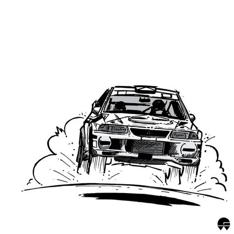 Graffiti Car Drawings, Rally Car Drawing, Car Driving Drawing, Drift Car Drawing, Easy Car Sketch, Car Easy Drawing, Draw A Car Easy, Car Drawing Sketches, Car Jumping