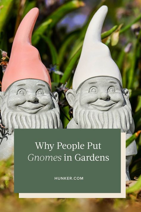 Here's everything you ever wanted to know about garden gnomes, from their origins in myths and literature to the reason why people love to stick them in their gardens. #hunkerhome #gardengnomes #gardendecor #gardengnomeideas Gnomes In Garden, Knomes Garden Ideas, Knomes Garden Diy, Garden Gnomes Ideas, Gnome Garden Outdoor, Diy Garden Gnomes, Garden Gnomes Diy, Gnome Garden Ideas, Gnome Meaning