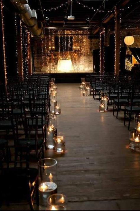 Winter Wedding Arch, Indoor Wedding Decorations, Dark Romantic Wedding, Dark Wedding Theme, Candle Lit Wedding, Romantic Wedding Ceremony, Barn Wedding Reception, Indoor Wedding Ceremonies, Wedding Ceremony Arch