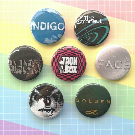 Solo Album Cover, Pin Ideas Button, Handmade Badges, Edit Png, Bt21 Merch, Badge Ideas, Bts History, Button Badges, Bts Ot7