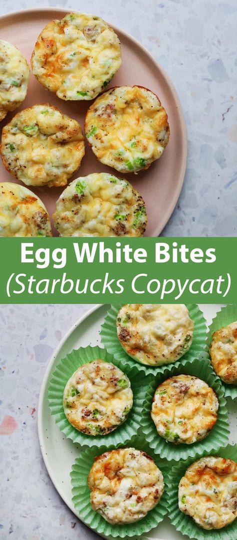 Baked Egg White Bites - A Beautiful Mess Egg Whites Muffins Breakfast, Egg White Cups Breakfast Healthy, Breakfast Egg White Muffins, We Egg Bites, Egg White Bites Meal Prep, Egg White Mini Muffins, Egg Whites Bites Muffin Tins, Healthy Egg White Bites Muffin Tins, Make Ahead Egg White Bites