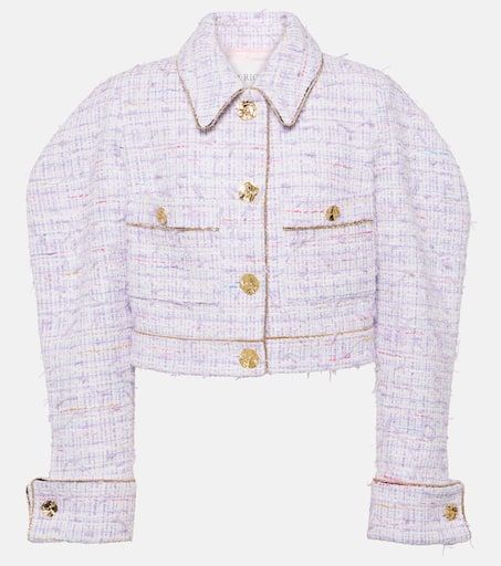 Cropped cotton-blend tweed jacket in purple - Nina Ricci | Mytheresa Chanel Crop Top, Purple Chanel, Tweed Jacket Style, Hoco Court, Chanel Tweed Jacket, Crop Top Jacket, Colorful Outfit, Spring 23, Chanel Tweed