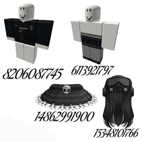 Black Clothes Roblox Codes, Roblox Id Codes For Clothes Kpop, Roblox Black Skirt Code, Roblox Black Outfit Codes, Roblox Skirts Codes, Swat Outfit, Police Girl, Outfit Ideas Emo, Emo Roblox Outfits