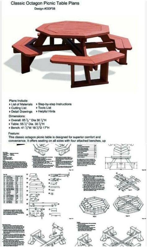 80 Brilliant DIY Backyard Furniture Ideas That Will Give Your Outdoors Character {With Tutorial Links} Hexagon Picnic Table Plans, Hexagon Picnic Table, Octagon Picnic Table Plans Free, Diy Backyard Furniture, Backyard Furniture Ideas, Octagon Picnic Table Plans, Octagon Picnic Table, Round Picnic Table, Diy Picnic Table