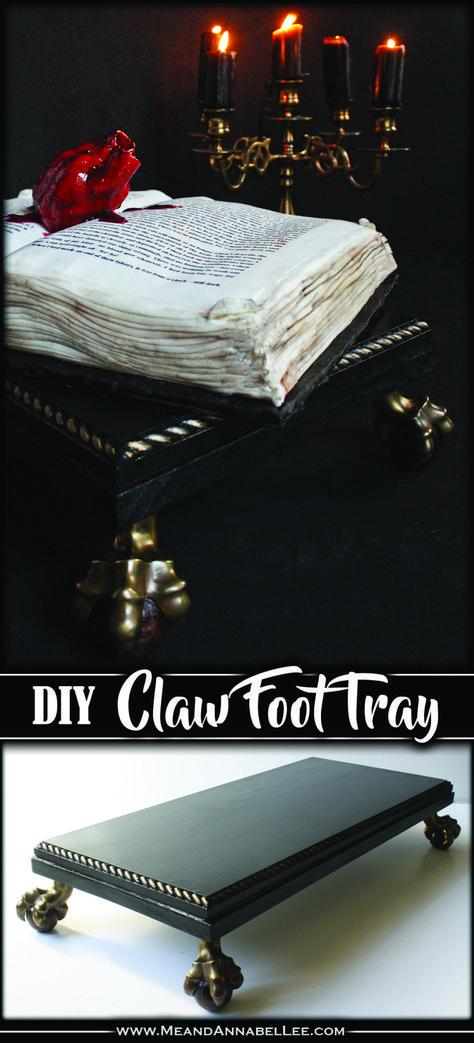 DIY Gothic Ball & Claw Foot Serving Tray | Goth It Yourself Tutorial | Wooden Server | Antique Home Décor | Black and Gold | Victorian Gothic | www.MeandAnnabelLee.com Goth It Yourself, Goth Diy, Diy Gothic, Diy Serving Tray, Annabel Lee, Gothic Furniture, Antique Home, Fabulous Diy, Goth Home