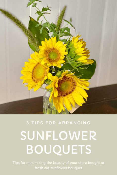 Sunflower Arrangements Vases, Bouquet Recipe, Sunflower Season, Long Vases, Sunflower Arrangements, Sunflower Bouquet, Sunflower Bouquets, Summer Bouquet, Cut Flower Garden