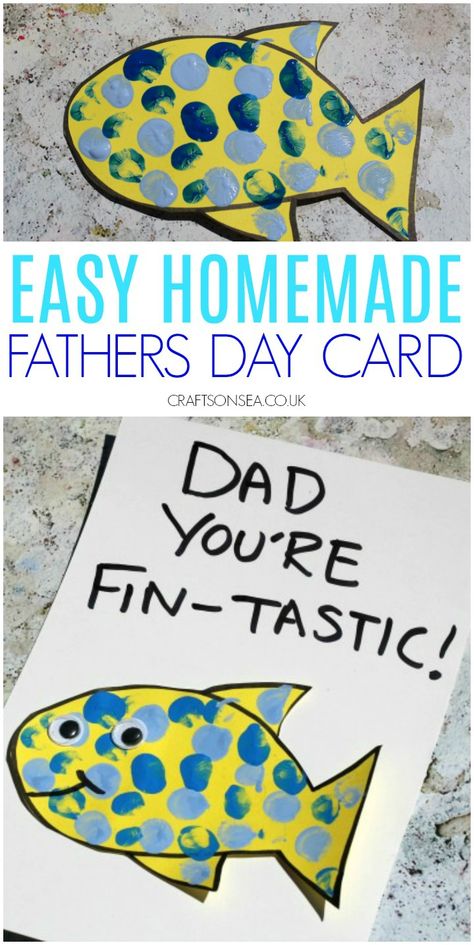 Isn't this little card fin-tastic?! This simple idea is perfect for a homemade Fathers Day card can be made by toddlers or preschoolers as we've done it or by older kids who can do the writing themselves and who can adapt the fish with our suggestions. #fathersday #kidscraft Easy Fathers Day Crafts For Preschoolers, Father’s Day Cards From Toddlers, Fathers Day Crafts Preschool, Fathers Day Crafts For Preschoolers, Fathers Day Crafts For Toddlers, Art Projects For Toddlers, Homemade Fathers Day Card, Projects For Toddlers, Kids Fathers Day Crafts