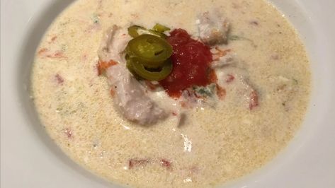 Creamy Keto Chicken-Poblano Soup Recipe | Allrecipes Creamy Chicken Poblano Soup, Creamy Chicken Poblano, Soup Creamy Chicken, Chicken Poblano Soup, Chicken Poblano, Poblano Soup, Soup Creamy, Keto Soups, Chicken Keto