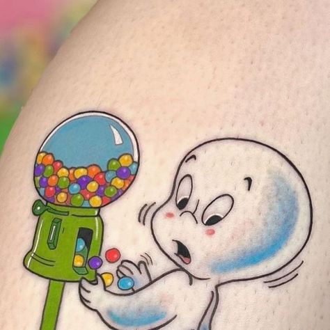 Tattoo Snob on Instagram: "Casper the Friendly Ghost & Gum Balls tattoo by @ickynickki at @lestattoos in Sacramento, CA" Casper Tattoo, Happy October 1st, Casper Ghost, Ghost Tattoo, Casper The Friendly Ghost, Happy October, October 1st, Friendly Ghost, Tattoos And Piercings