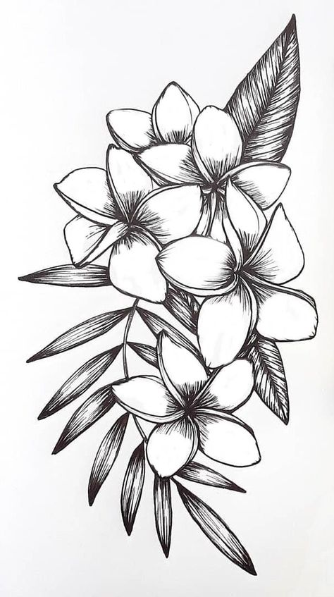 220+ Most Beautiful Hawaii Tattoo Ideas and Designs (2023) - TattoosBoyGirl Plumeria With Butterfly Tattoo, Hawaii Tattoo Ideas, Fiori Frangipani, Plumeria Flower Tattoos, Frangipani Tattoo, Tropical Flower Tattoos, Hawaii Tattoo, Hawaiian Flower Tattoos, Plumeria Tattoo