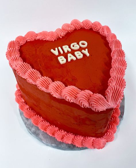 Celebrate Virgo Season with our charming Vintage Heart Cake! 💖✨ Decorated with red and pink piping, this cake is as meticulous and beautiful as our beloved Virgos.😉 Pink Heart Cake, Vintage Heart Cake, Retro Cake, Pink Buttercream, Cake Heart, Heart Cakes, Retro Heart, Virgo Season, Red Cake