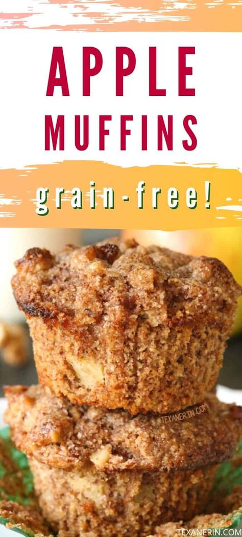 Grain-free Apple Muffins - Texanerin Baking Grain Free Apple Muffins, Keto Apple Muffins, Baking Apple Recipes, Apple Recipes Gluten Free, Grain Free Muffins, Gluten Free Apple Muffins, Recipes Gluten Free Dairy Free, Gluten Free Apple Recipes, Muffins Apple